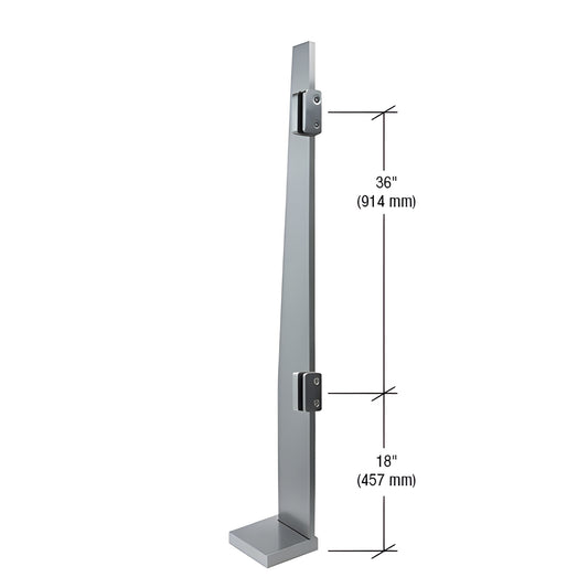 K60REKBS brushed 60in 316 stainless steel freestanding glass partition post with welded flange and glass fittings