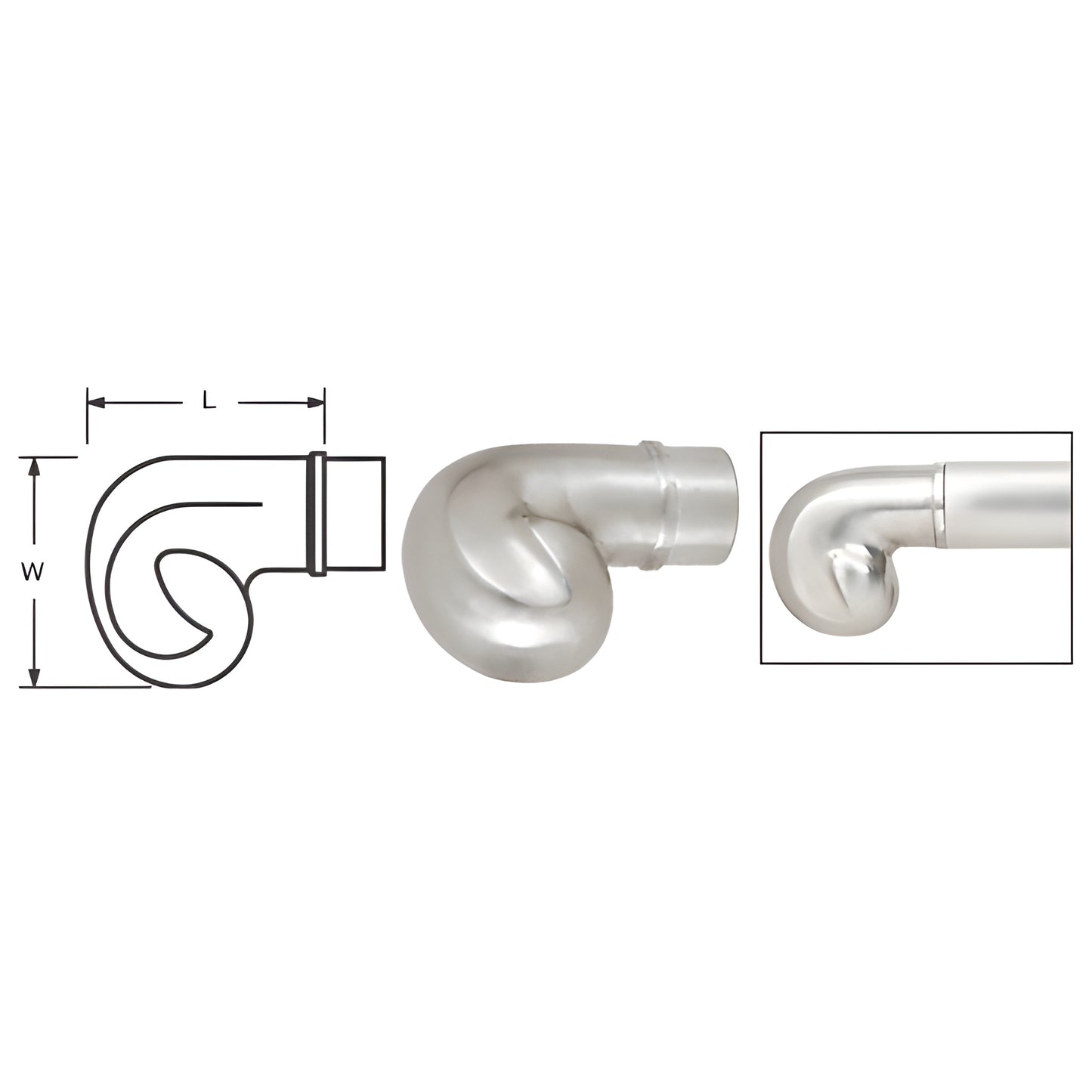 HR20EBS brushed stainless steel handrail end scroll, slip-in decorative end cap for round tubing