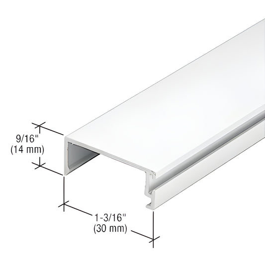 White Kynar extruded aluminum IG500 door stop, 9/16" x 1-3/16" (14mm x 30mm) - SKU 1G04652