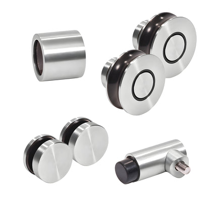 Colonia sliding shower door replacement kit, brushed stainless steel rollers, fittings, wall bracket and stopper