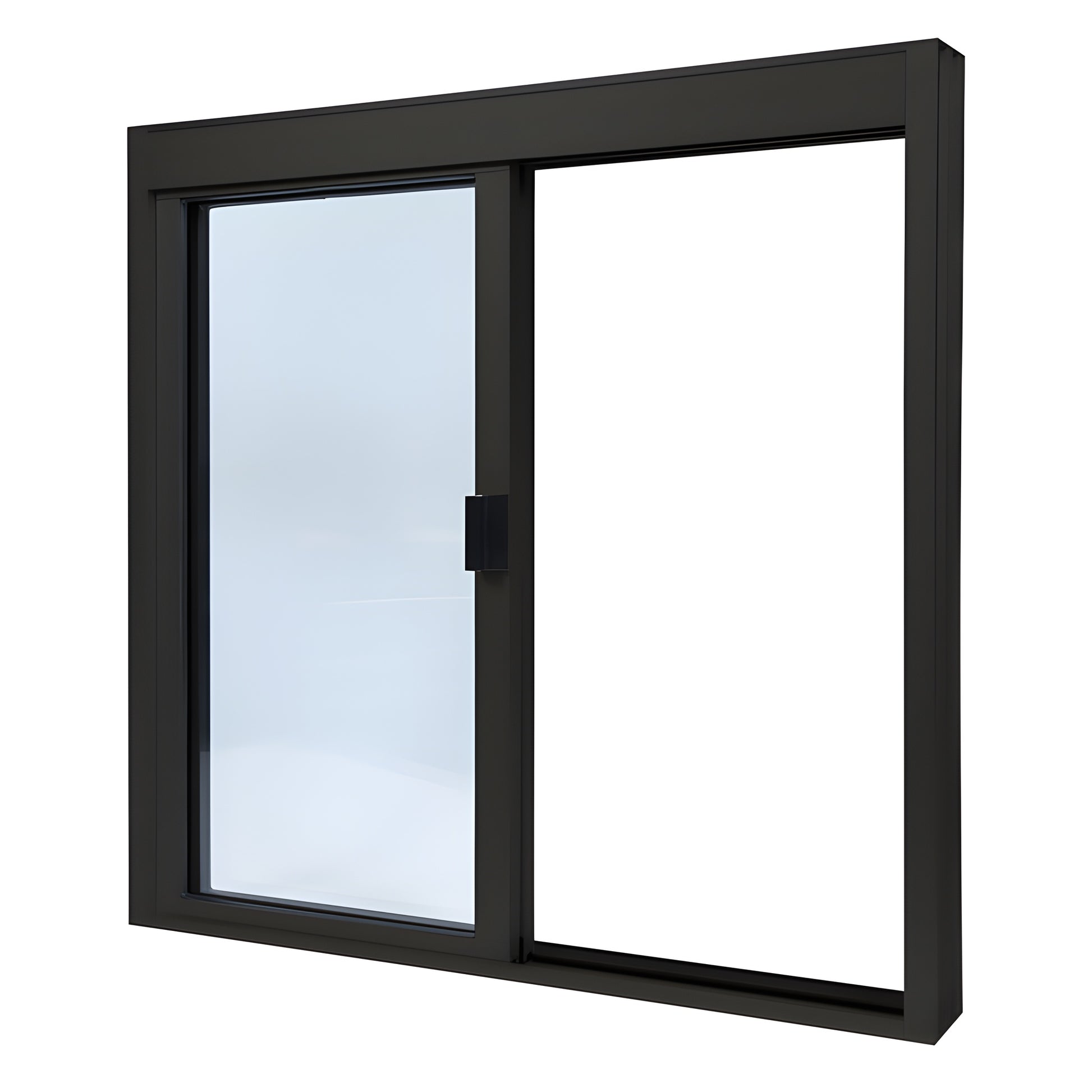 DW36360XGDU Duranodic bronze aluminum sliding service window, 3-panel glazed with 1/4 in tempered glass.