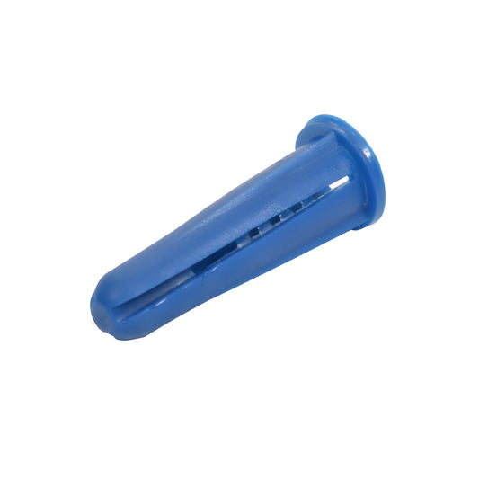 Blue plastic screw anchor for drywall and masonry, 1 in long, 1/4 in drill hole - SKU 08220