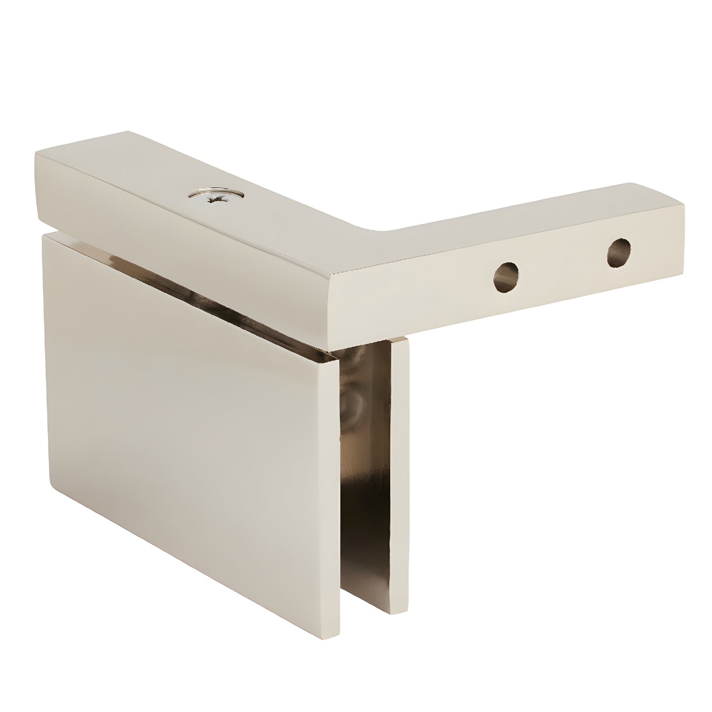 CAR05RPN Cardiff squared polished nickel brass pivot shower hinge, right-hand wall-mount for 8-10mm glass