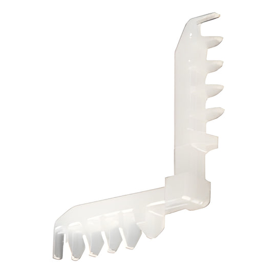 White nylon CRL dual-seal spacer corner lock (SKU 92174), L-shaped piece for glazing/weatherseal systems.