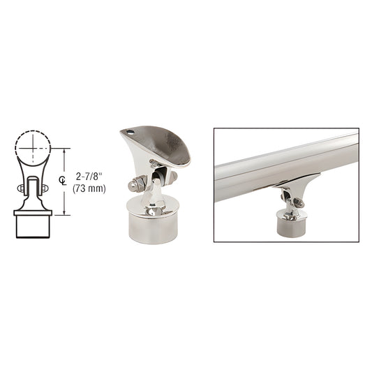 CRL HR15VAPS polished stainless adjustable handrail saddle mount for round tubing, ready-to-install with mounting screws.