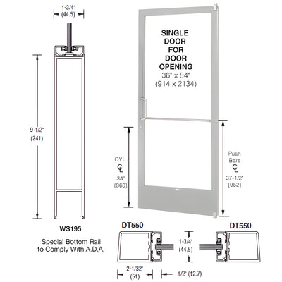 CRL-U.S. Aluminum 250 3'x7' Clear Anodized Storefront Door RHR
