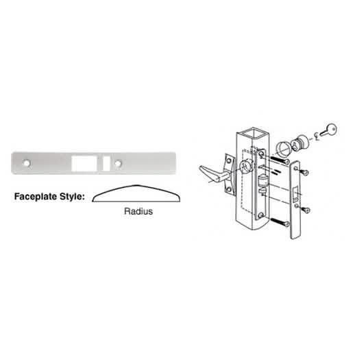 CRL Aluminum Radius Faceplate for DL2140 Deadlatch Locks - Durable and Sleek Design