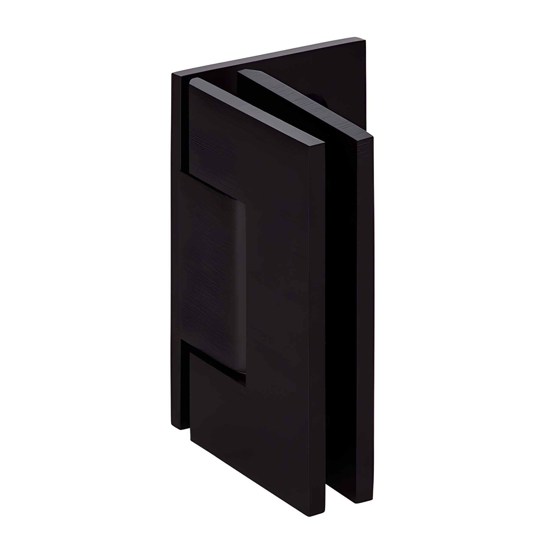 JRG0440RB oil-rubbed bronze solid brass frameless shower hinge, wall-mount offset, fits 6-8mm glass, self-centering.