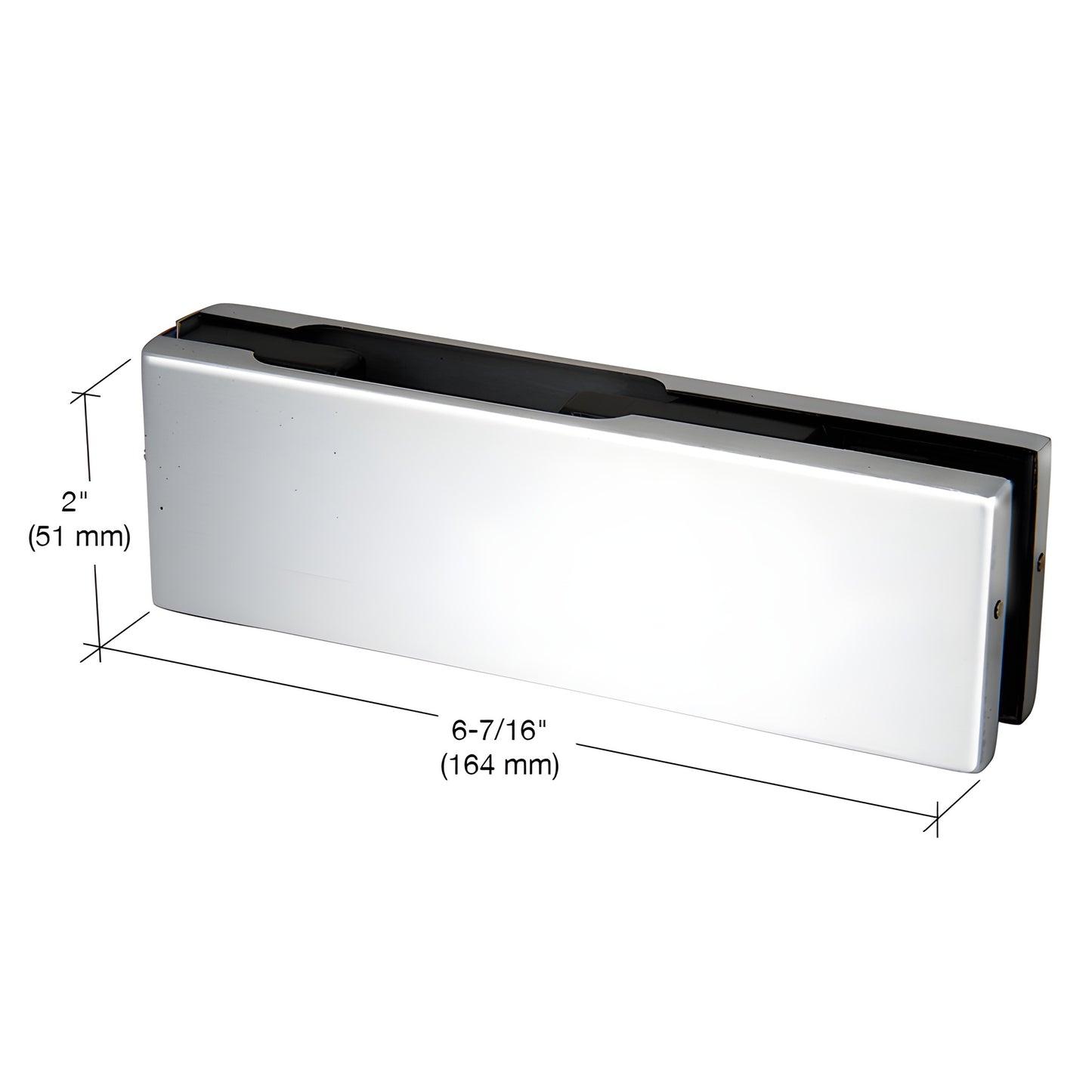 EUR201PS polished stainless steel patch fitting for frameless glass doors (top/bottom), 2 in high