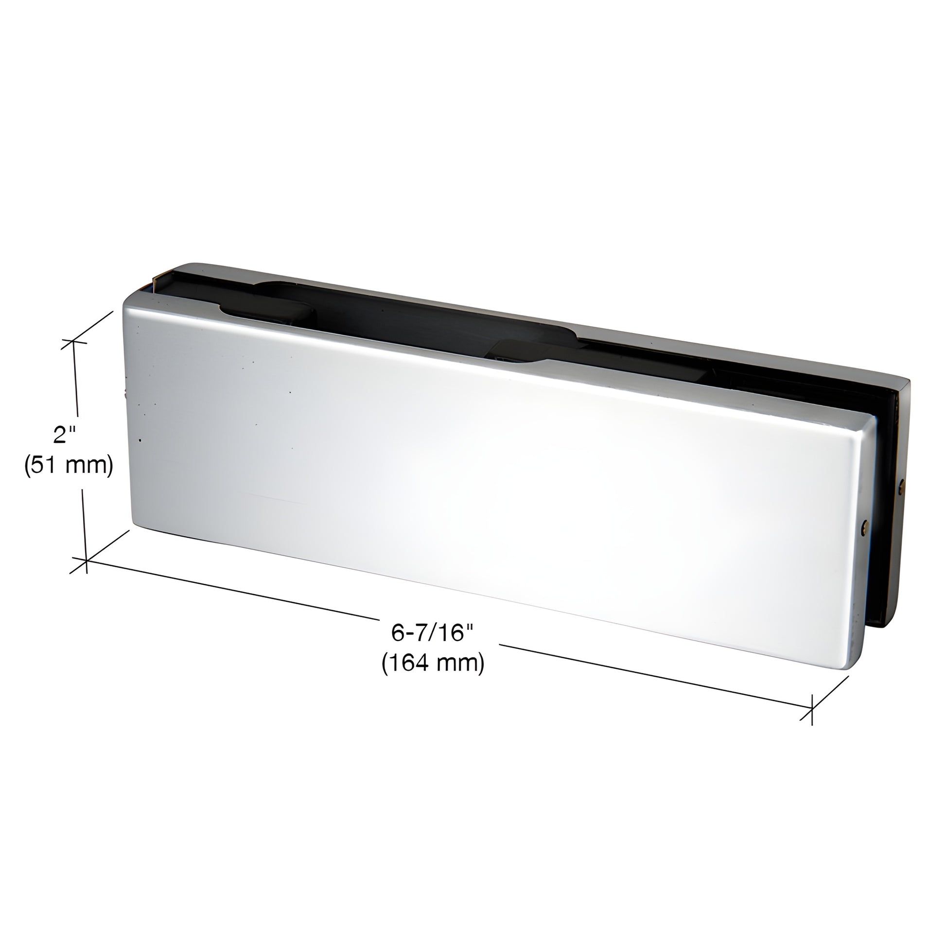 EUR201PS polished stainless steel patch fitting for frameless glass doors (top/bottom), 2 in high