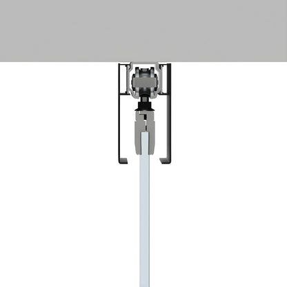 Ceiling-mounted matte black sliding door track with single tempered glass panel (CRL70CMBL)