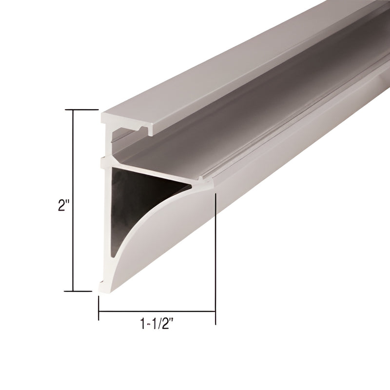 SE1496BN 96" brushed nickel aluminum shelf extrusion for 1/4" glass, 2" high x 1-1/2" deep.