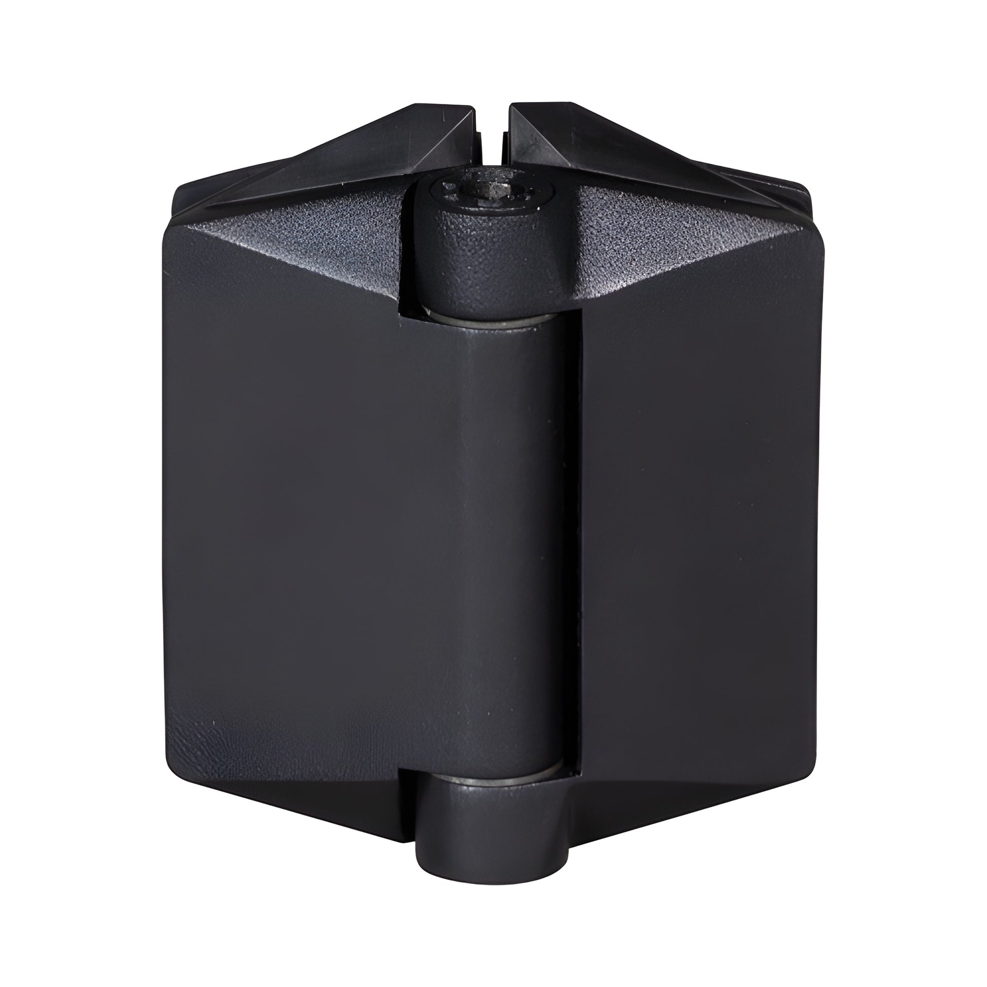 Matte black Polaris 125 soft-close frameless glass gate hinge (SKU P0L180125MBL)