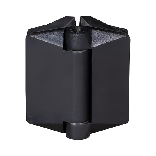Matte black Polaris 125 soft-close frameless glass gate hinge (SKU P0L180125MBL)