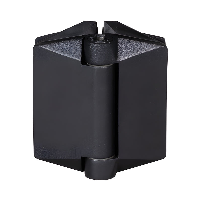 Matte black Polaris 125 soft-close frameless glass gate hinge (SKU P0L180125MBL)