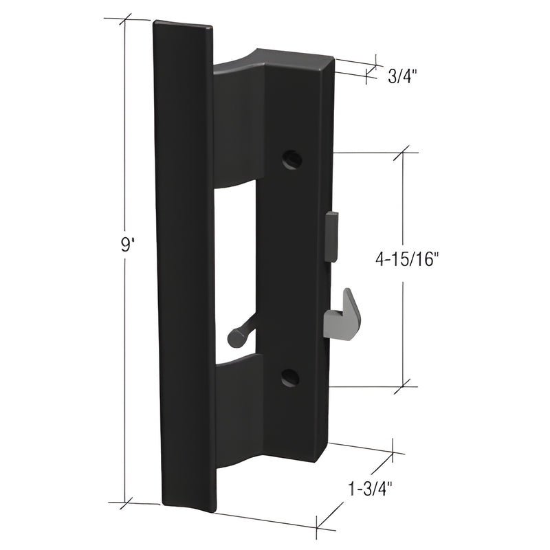 Black CRL V320 open pull handle, 9 in polycarbonate body with 5/8 in steel latch hook, non-keyed.