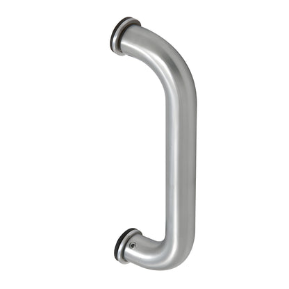 Satin chrome CM8SC door pull handle, 1 in diameter, 8 in center-to-center, tubular aluminum.