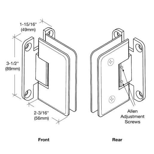 Satin Nickel Pinnacle 337 Series Adjustable Wall Mount 'H' Back Plate Hinge for Doors