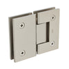 GEN580BN Geneva brushed nickel glass-to-glass shower hinge, solid brass, square-profile, 5 pre-set for 8-12mm glass