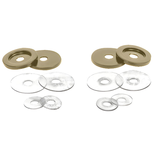 Brushed-bronze brass end caps and clear plastic washers kit for 3/4" (19mm) pull handles, 29mm metal washers.