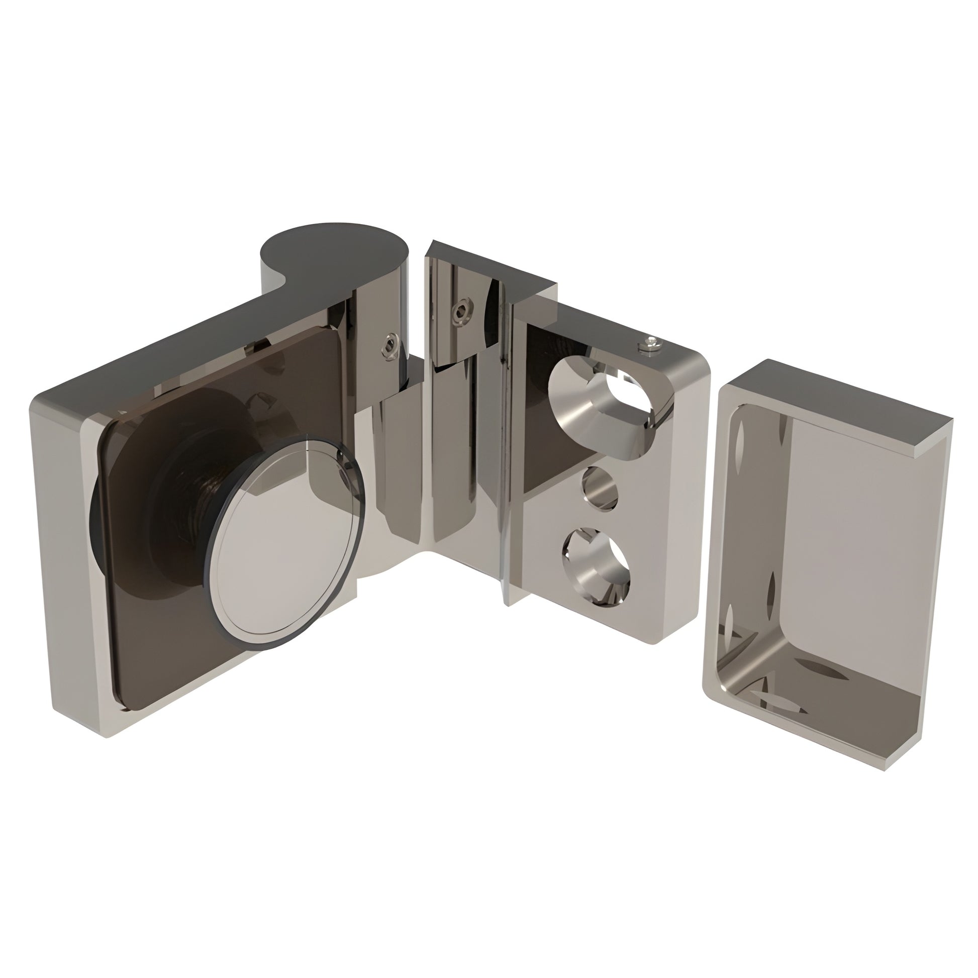 Lugano LUG044LCH polished chrome concealed brass shower hinge for 8-10mm glass, right-hand, modern square profile