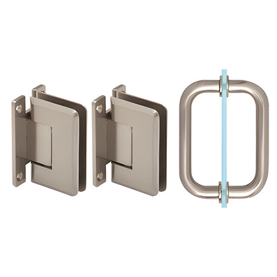 CRL Brushed Nickel Pinnacle Shower Pull and Hinge Set