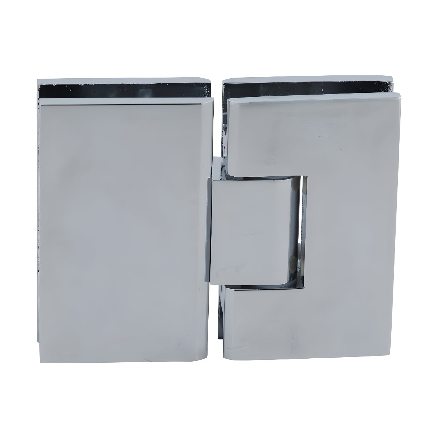 VCT180CH polished chrome brass 180 glass-to-glass shower hinge, square edge, fits 10-12mm glass, supports up to 140 lb