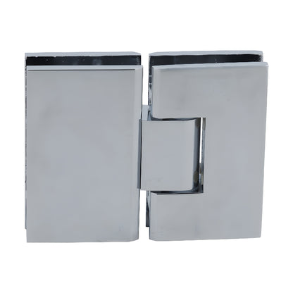 VCT180CH polished chrome brass 180 glass-to-glass shower hinge, square edge, fits 10-12mm glass, supports up to 140 lb