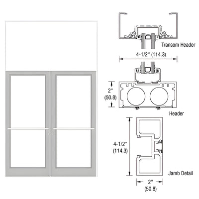 CRL-U.S. Aluminum White KYNAR® Paint 76" x 126" Series DF800 Tubular Center Hung Transom Frame Complete (2FT)
