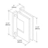 GENH037CH polished chrome square-profile H wall-mount hinge for frameless glass doors, brass, self-centering