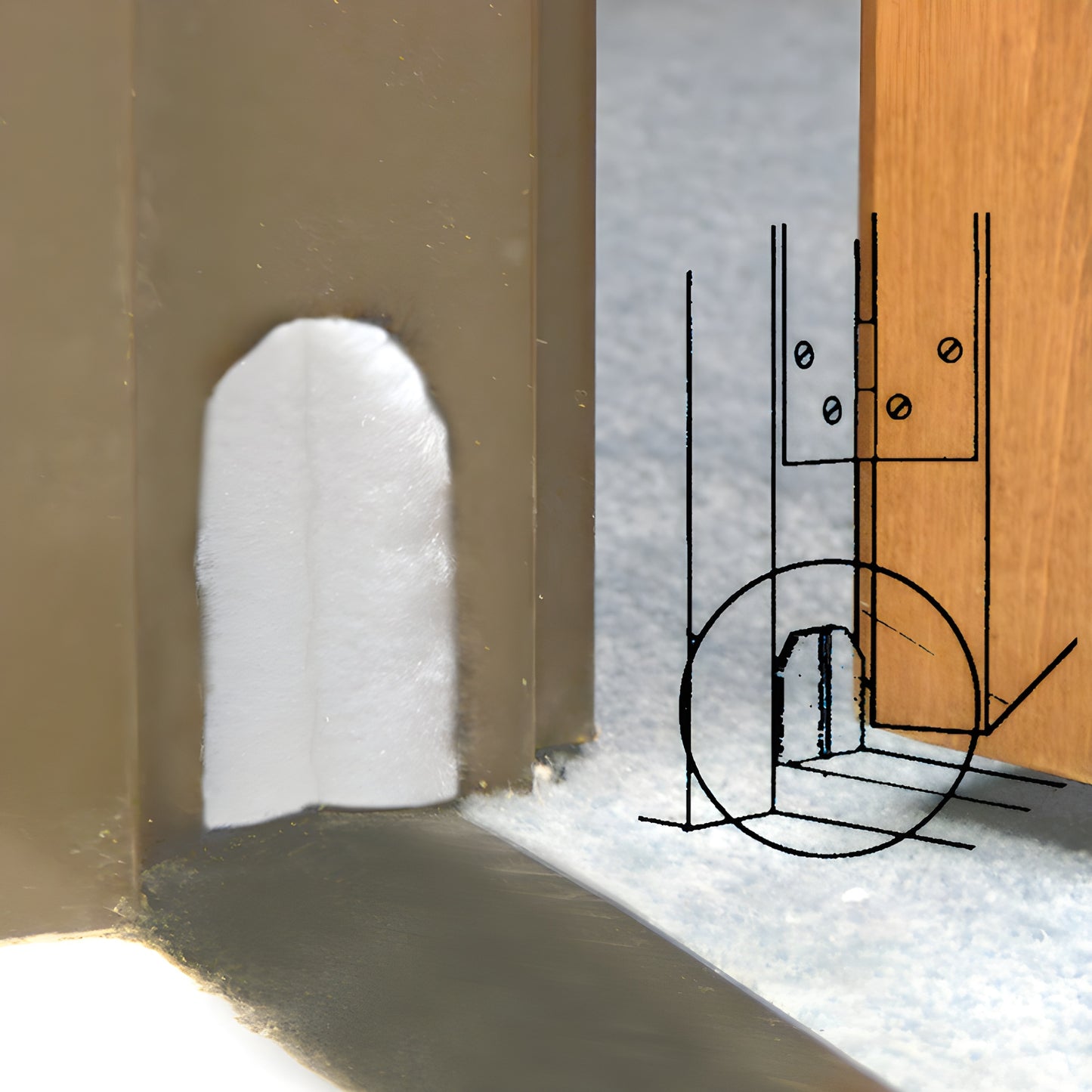 White adhesive-backed door jamb dust pad, woven pile on polypropylene fin, 2 in x 1-1/16 in (PDP1W)