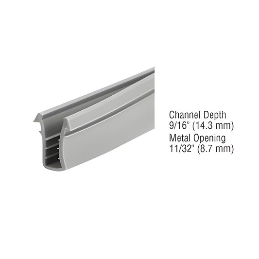 Gray glazing vinyl GC729M, extruded vinyl glazing bead for 9/16" channel, fits 1/4" glass (11/32" metal opening)