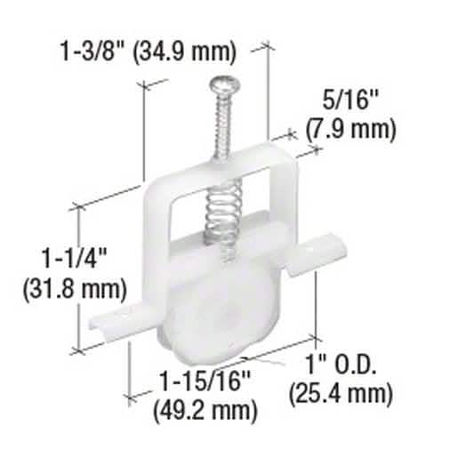 CRL 1" Nylon Sliding Screen Door Roller for Columbia Doors - Durable and Smooth Operation