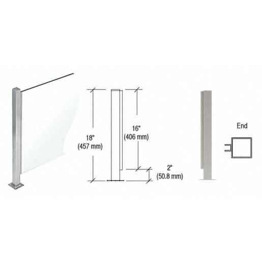 CRL Brushed Stainless 18" High Square Partition End Post with U-Channel - PP47 Series