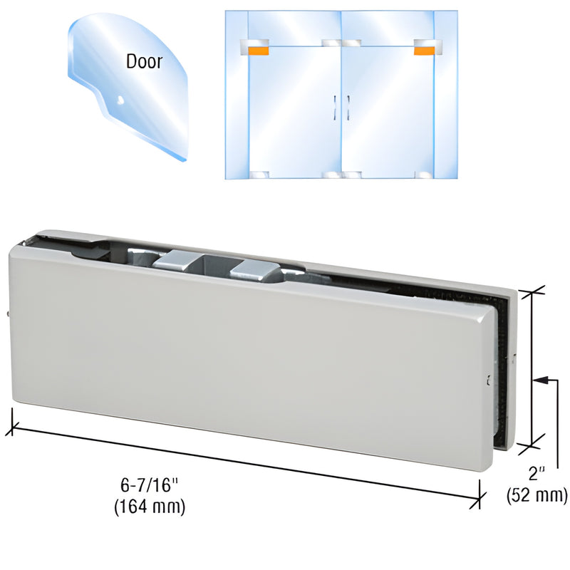 PH20CA satin anodized adjustable top patch fitting for 3/8-1/2" tempered glass doors, 6-7/16" 2"