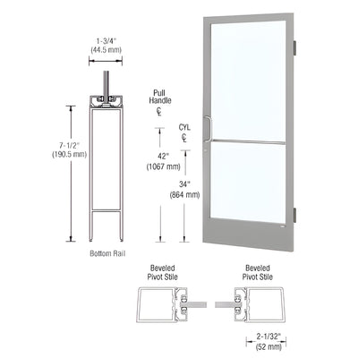 CRL-U.S. Aluminum 250 Clear Anodized 36x84 Narrow Stile for 1" Glass