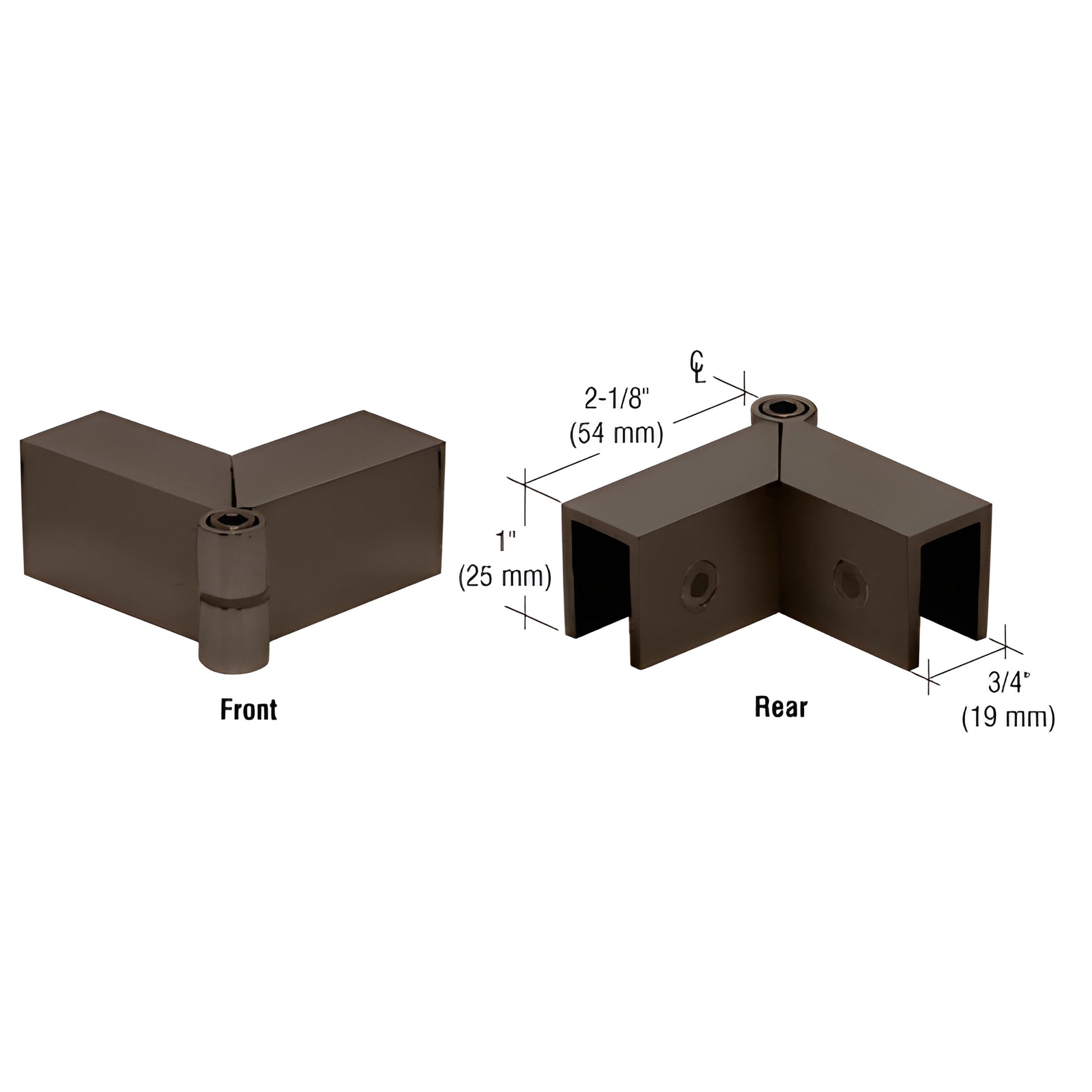 Oil-rubbed bronze brass glass clamp (SKU S0GC910RB), corner adjustable clamp for 5/16-1/2" (8-12mm) tempered glass