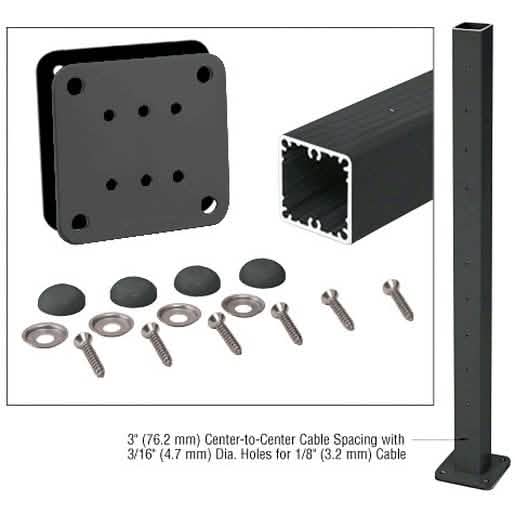 CRL Matte Black 42" Cable Center Post Kit for Series Rails - Sleek Surface Mount Design