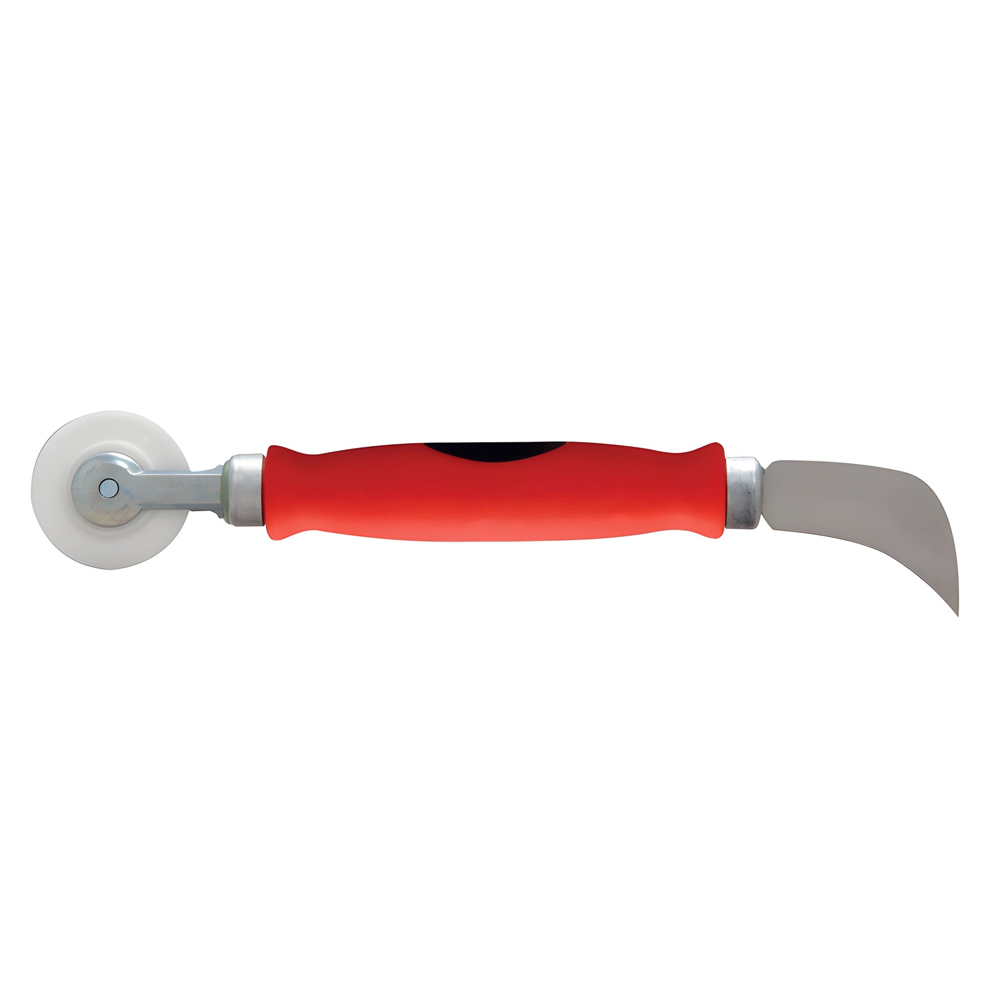 Red-handled CRL combo spline roller and cutter (SKU CGK6N96) with 2 in nylon concave wheel and curved blade.