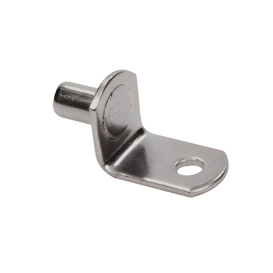 KV346 nickel-plated steel shelf support peg with mounting hole for 1/4" (6 mm) drilled panels