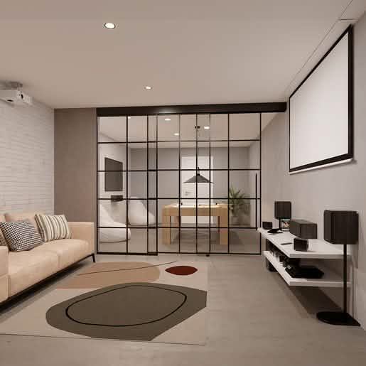 Matte Black Two Panel Telescoping Ceiling Mount Kit - Left Stacking Direction. Sleek desig