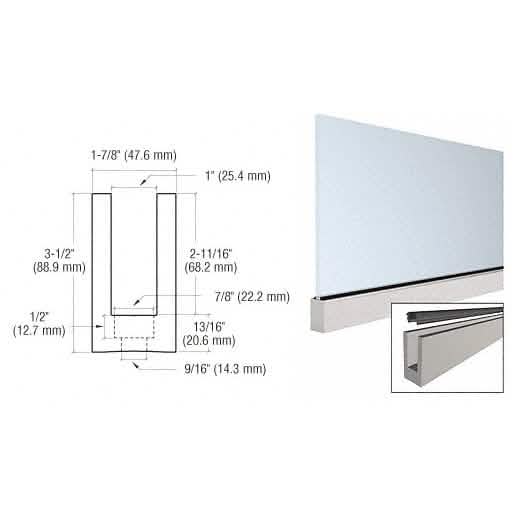 CRL Mill Aluminum 120" Small Profile Windscreen Base Shoe for 3/4" Glass, Drilled Holes