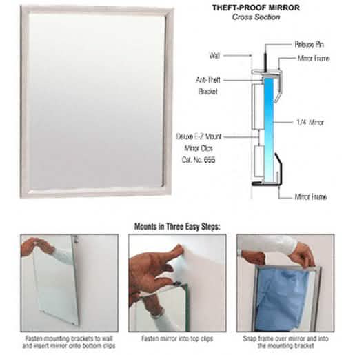 CRL 18"x24" Stainless Steel Theft-Proof Mirror Frame - Durable & Secure Design