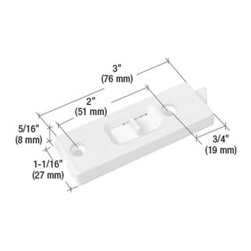 CRL Tilt Window Latch, 2\" Screw Holes, Durable White Finish for Easy Installation.