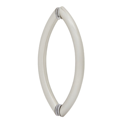 Crescent tubular brass shower/wardrobe door pull, brushed nickel finish, 8" c to c, fits 1/4-1/2" tempered glass