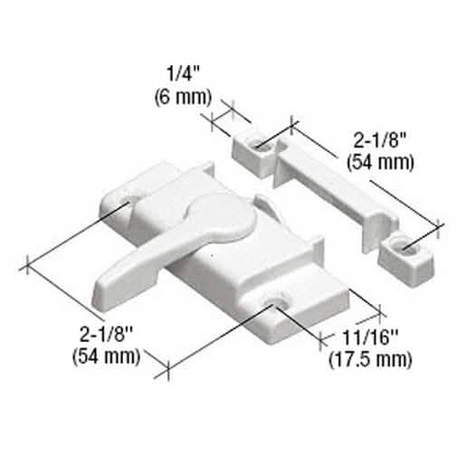 CRL White Window Sash Lock with 2-1/8" Screw Holes - Secure & Durable Window Hardware