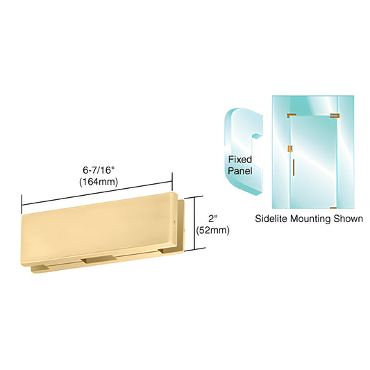EUR206BR polished brass keeper for glass sidelite/door, 6-7/16" x 2", fits 3/8-1/2" monolithic tempered glass