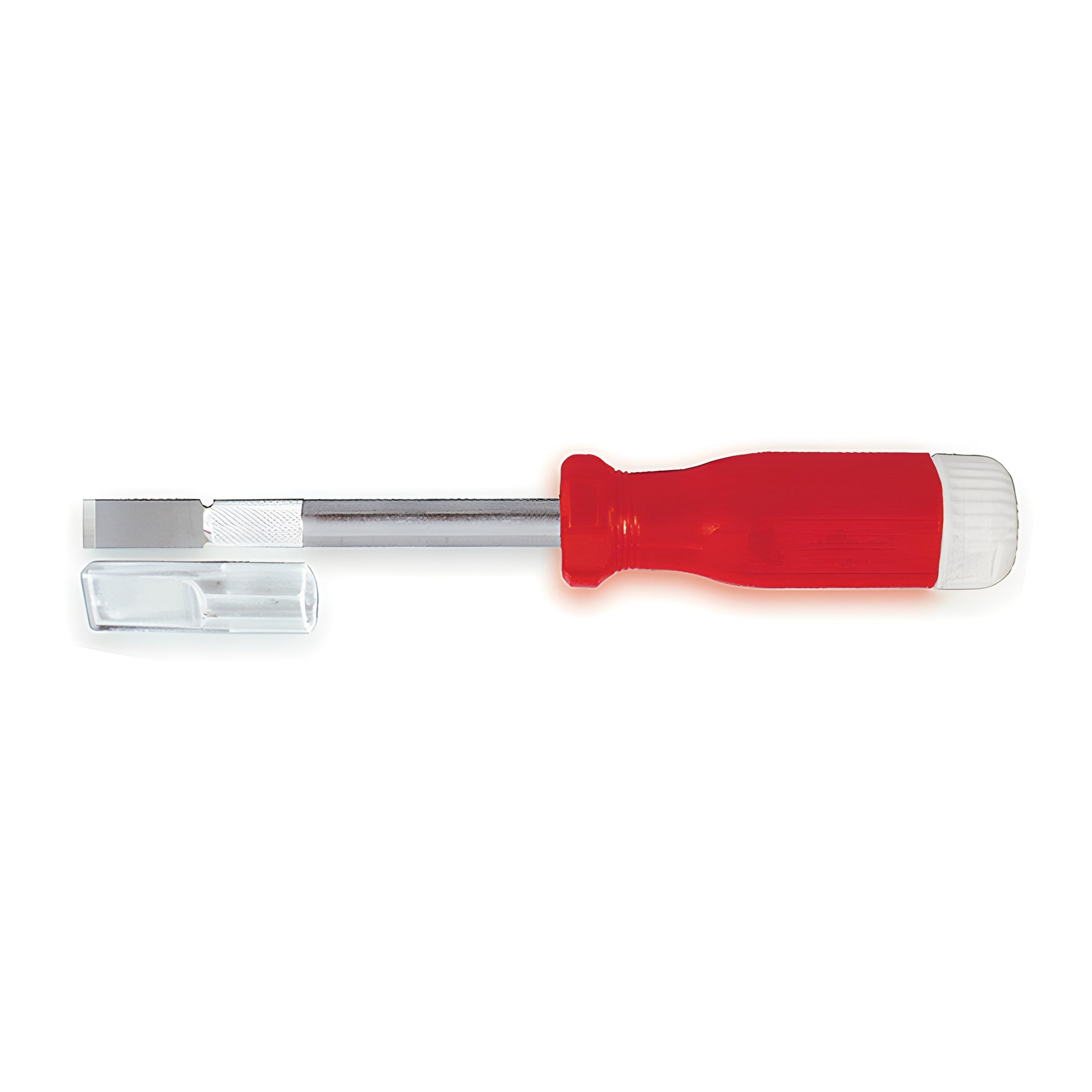 CRL Super Scraper SC300 - red-handled quick-change metal scraper with replaceable blade and clear safety cap.