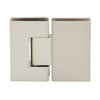 GEN180SN satin nickel Geneva glass-to-glass shower hinge, solid brass, 180 self-centering pivot for 8-12mm glass