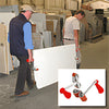 Pair of CRL Carrymate non-slip aluminum panel grips with red cushioned handles and brown rubber clamp pads